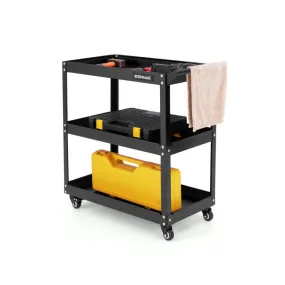 3-Tier Rolling Tool Cart with Spacious Shelves, 4 Universal