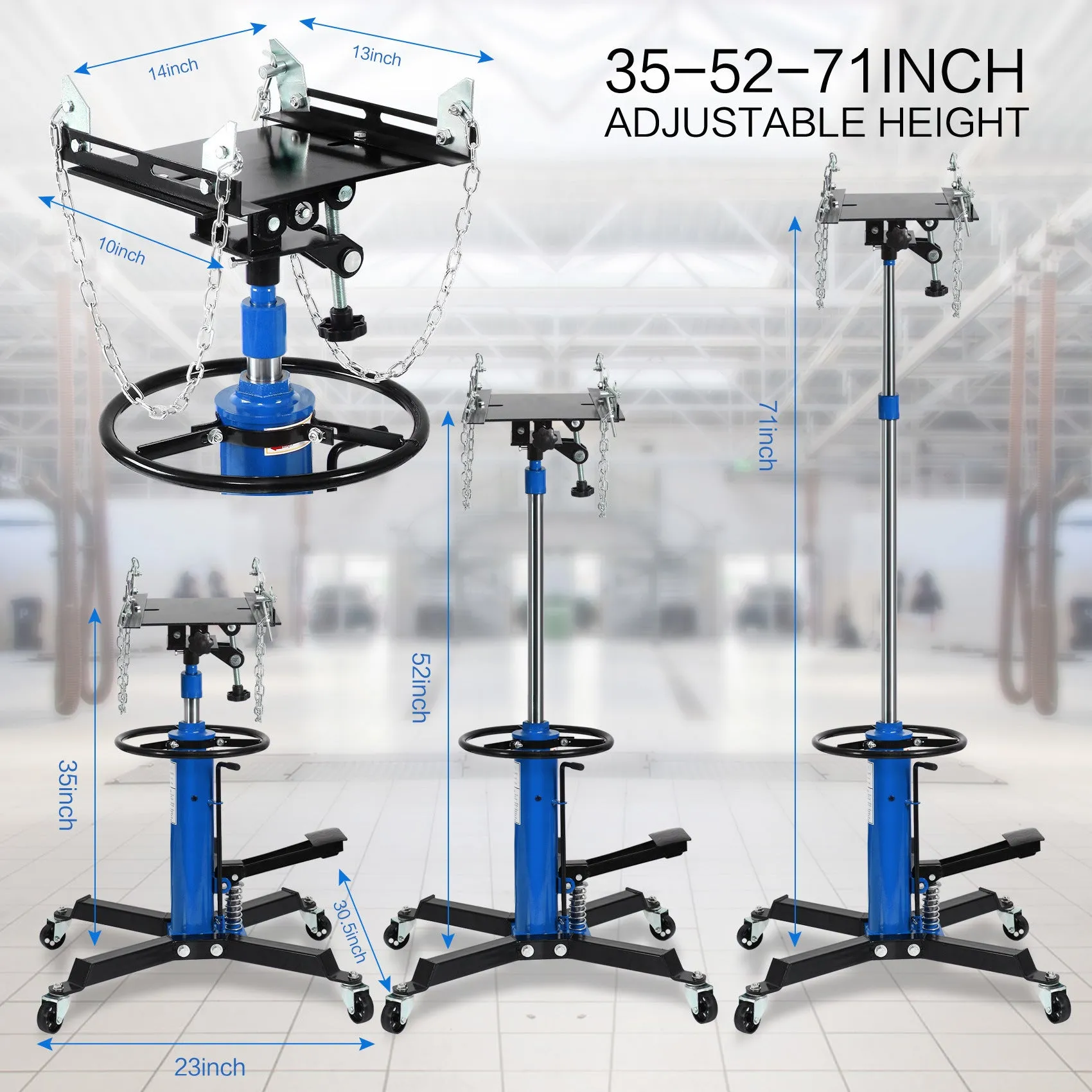 35" to 70" Professional Hydraulic Transmission Jack 1100 lbs/ 0.5