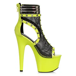 709-FORGE 7" Stiletto Boot with Fishnet and Stud Embellishments