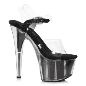 709-GLITTER 7" Pointed Stiletto Sandal W/Glitter In Platform.