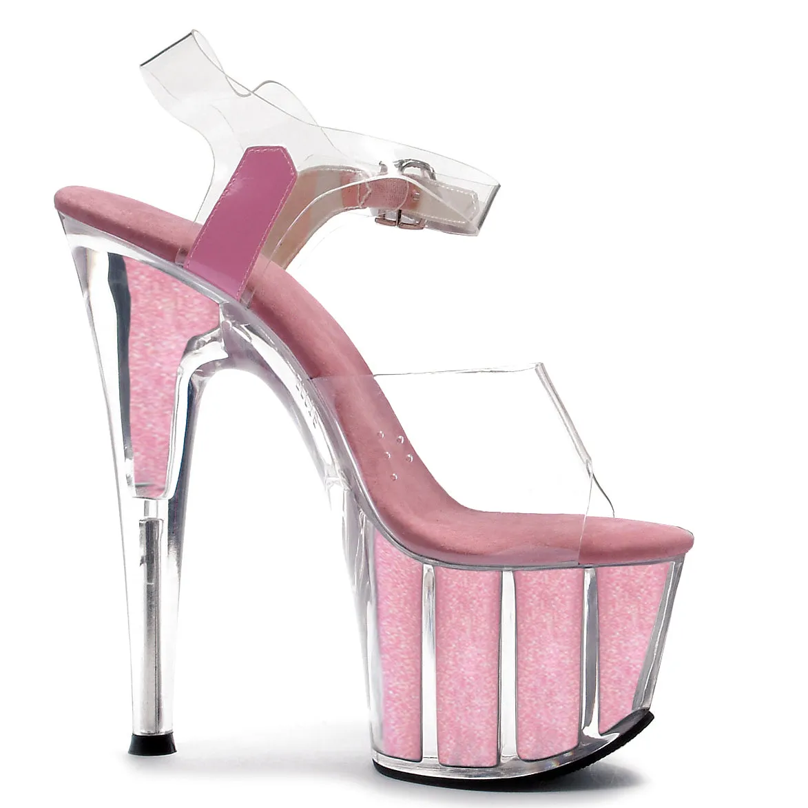 709-GLITTER 7" Pointed Stiletto Sandal W/Glitter In Platform.