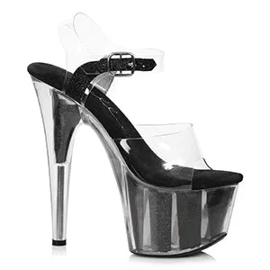 709-GLITTER 7" Pointed Stiletto Sandal W/Glitter In Platform.