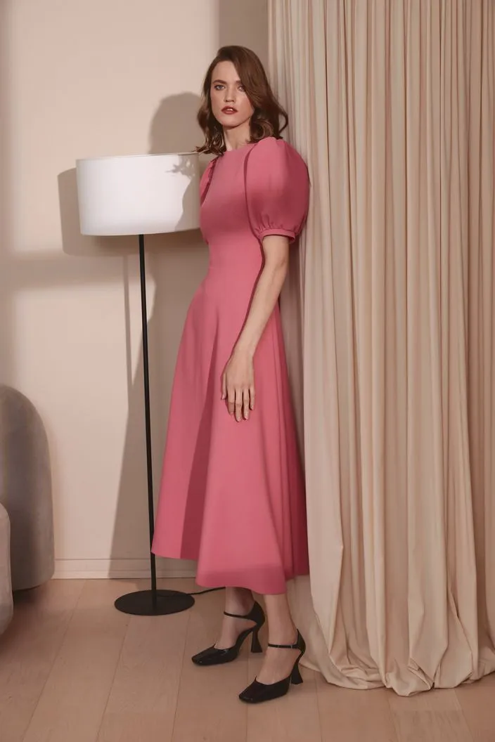 Adorable High Neck And Puffy Sleeves Evening Dress