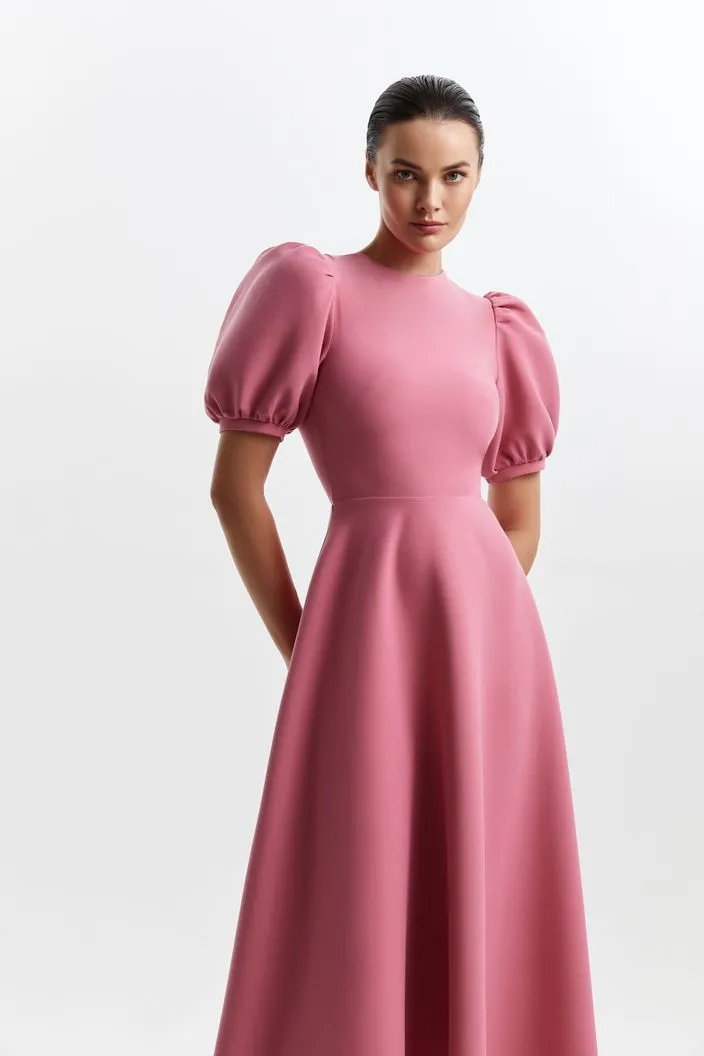 Adorable High Neck And Puffy Sleeves Evening Dress