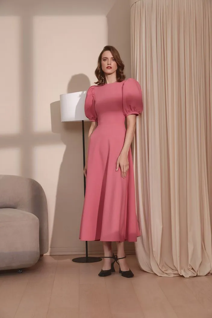 Adorable High Neck And Puffy Sleeves Evening Dress