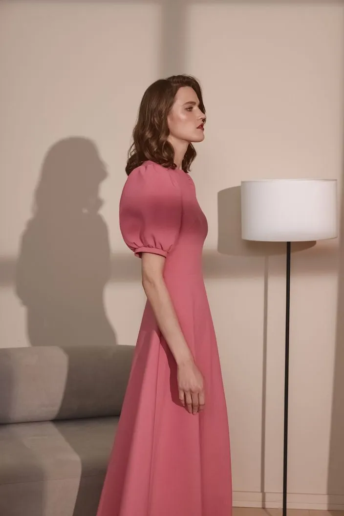 Adorable High Neck And Puffy Sleeves Evening Dress