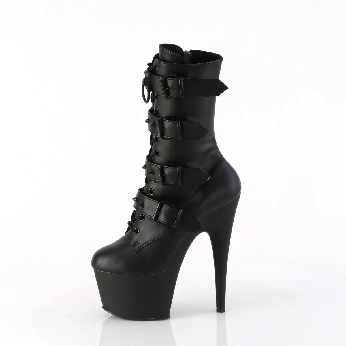 Adore 1046 Black Matte 7" Heel Platform Mid Calf Boots -Direct