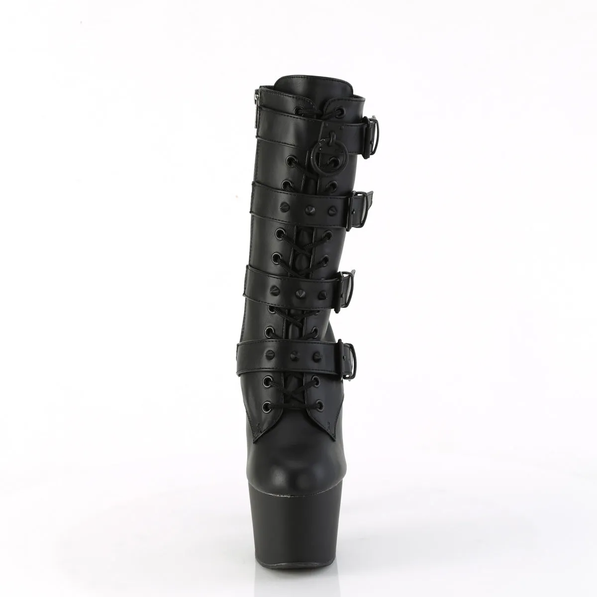 Adore 1046 Black Matte 7" Heel Platform Mid Calf Boots -Direct