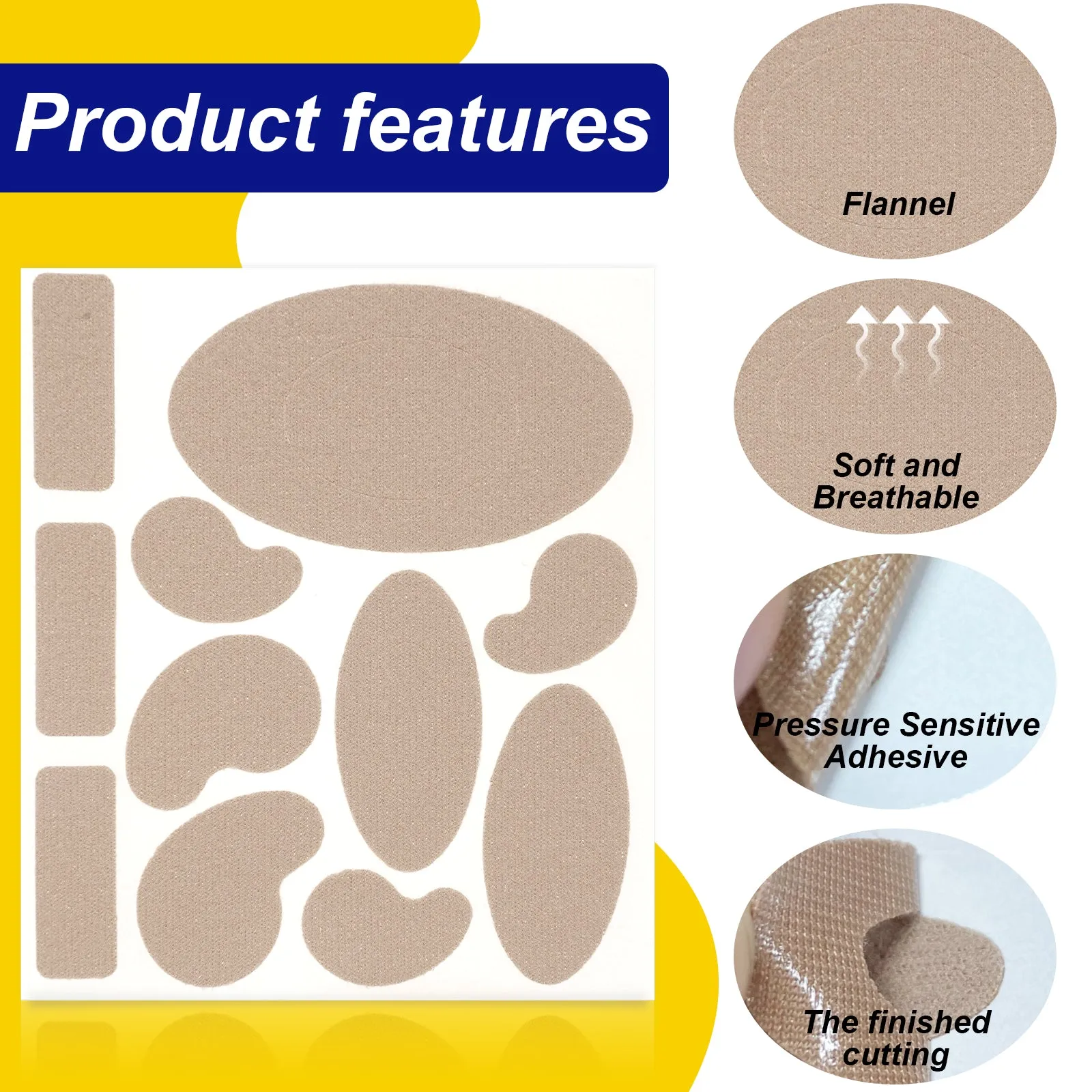 Aliver MOLESKIN TAPE Heel Stickers Blister Prevention Pads