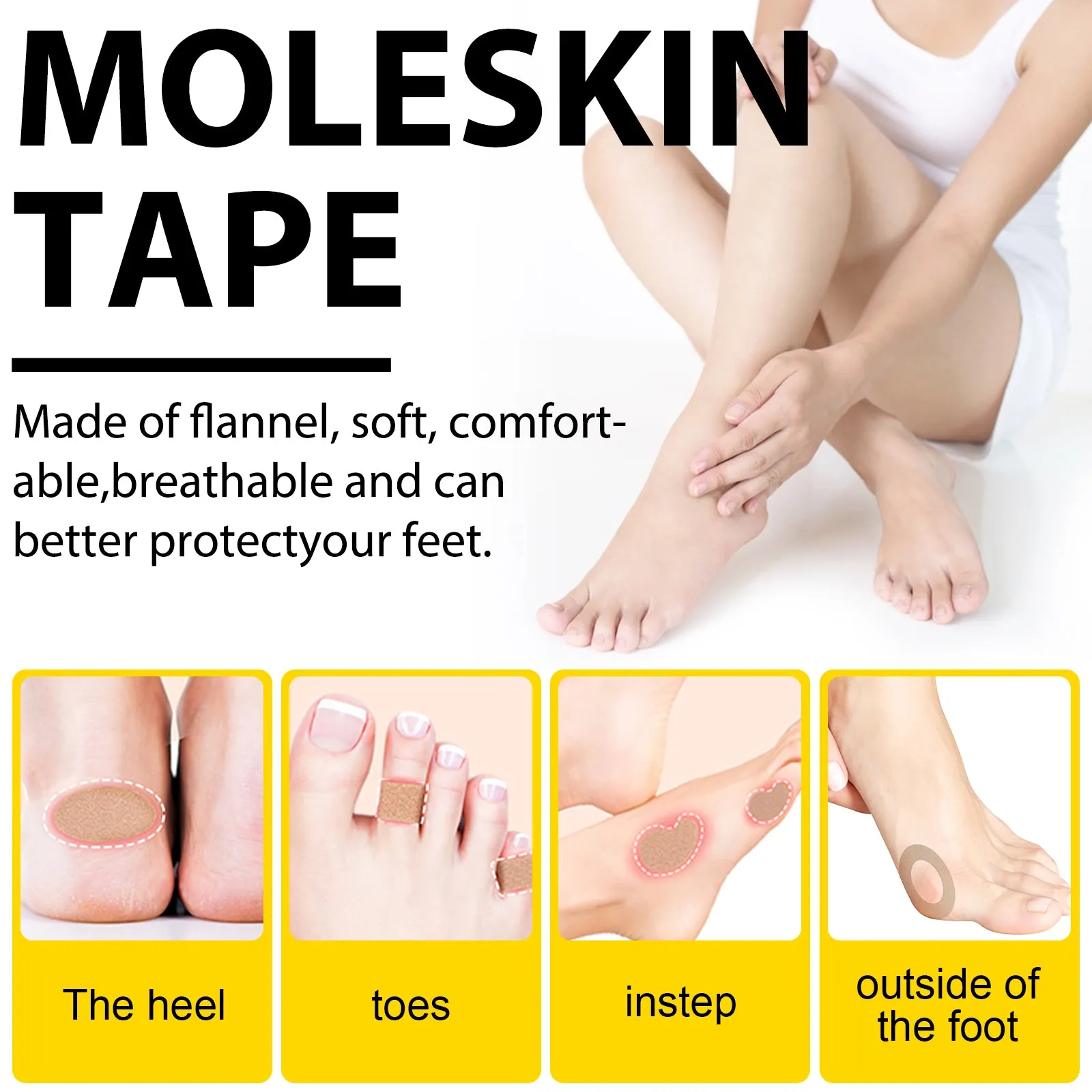 Aliver MOLESKIN TAPE Heel Stickers Blister Prevention Pads