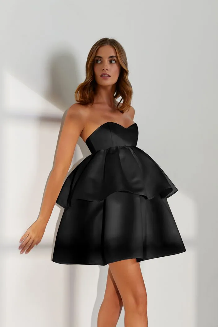 Angie Elegant Off Shoulder Black Short Evening Dress