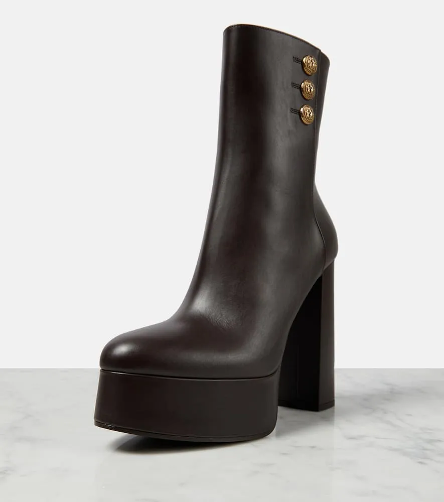 Balmain Brune leather platform ankle boots