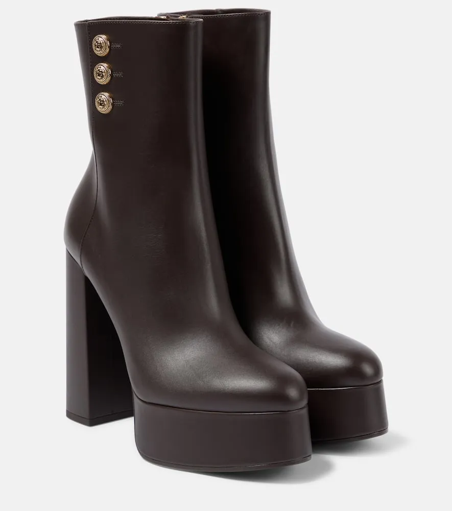 Balmain Brune leather platform ankle boots