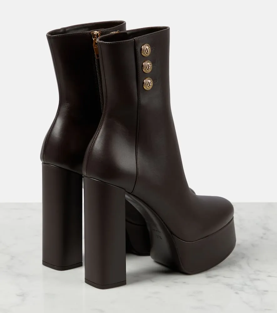 Balmain Brune leather platform ankle boots