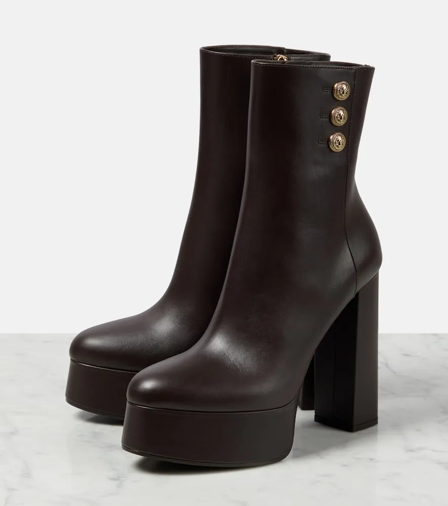 Balmain Brune leather platform ankle boots