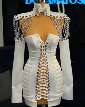 Dream Elegant Long Sleeves White Evening Dress