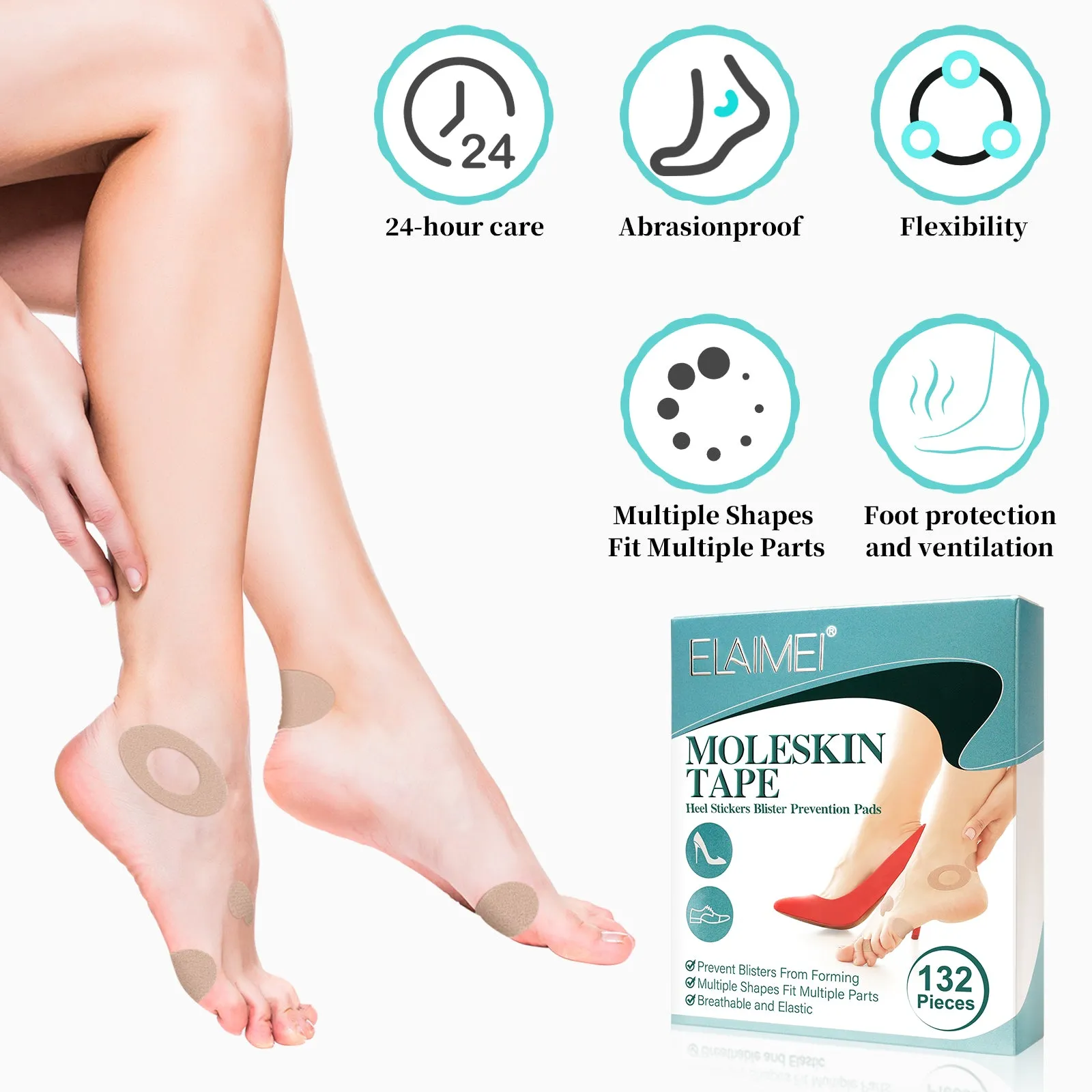 Elaimei Moleskin Tape Flannel Adhesive Pads Heel Stickers Blister Prevention Pads