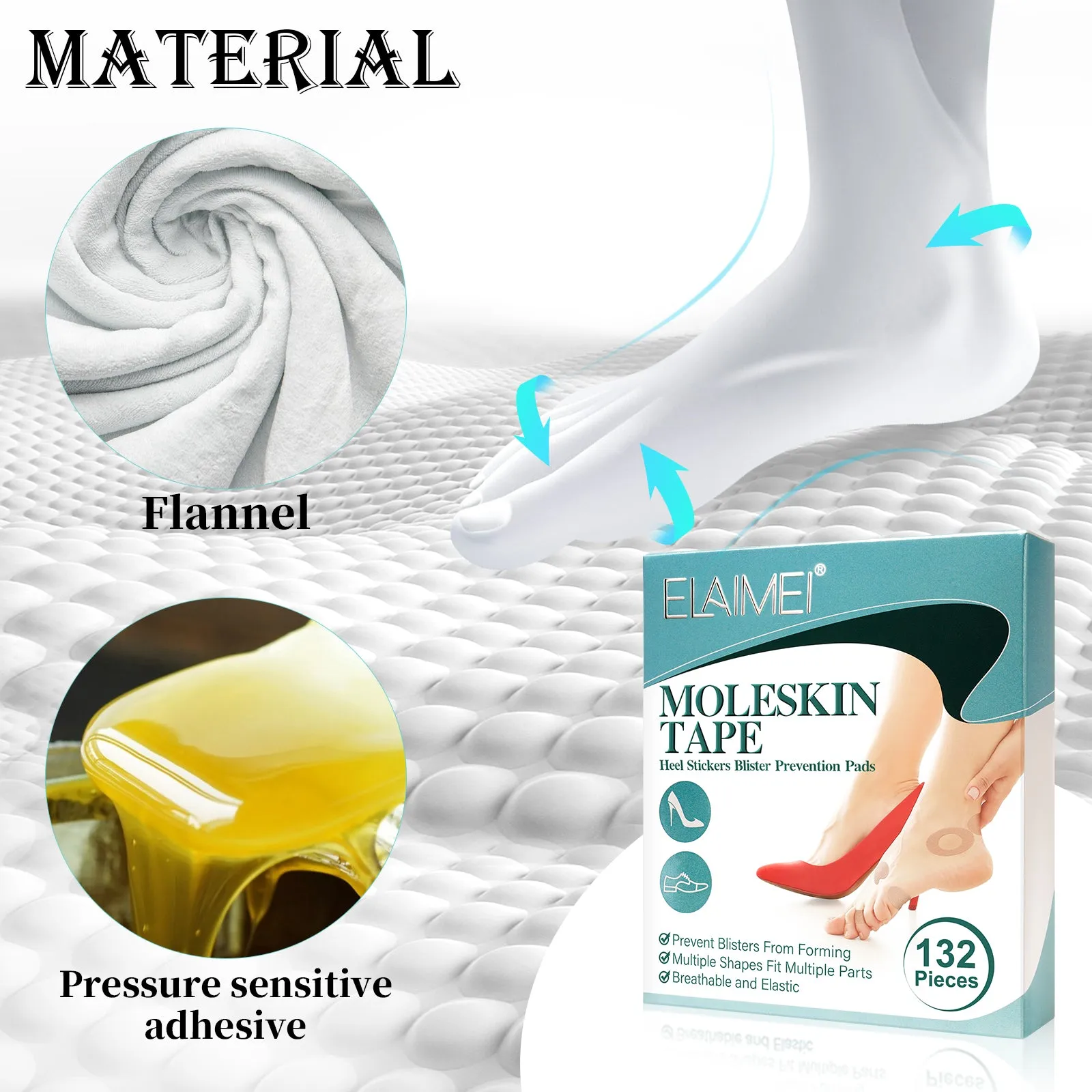 Elaimei Moleskin Tape Flannel Adhesive Pads Heel Stickers Blister Prevention Pads