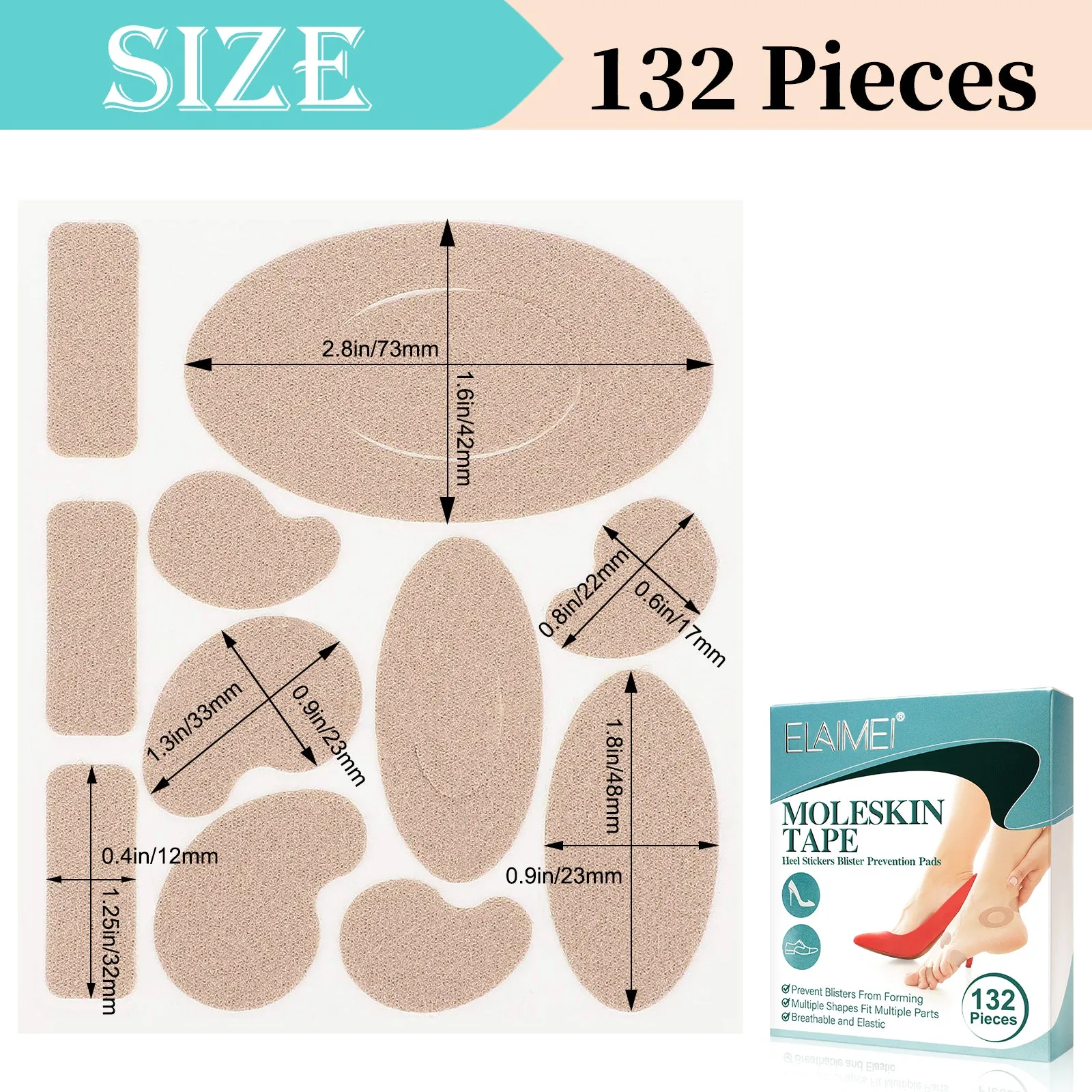 Elaimei Moleskin Tape Flannel Adhesive Pads Heel Stickers Blister Prevention Pads