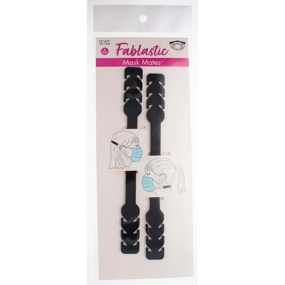 Fablastic Mask Mates Comfort Extender Accessory, 7.5" Long with 3 Adjustable Levels, Black (2 Pieces)