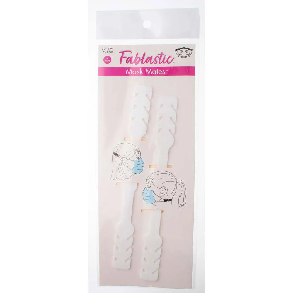 Fablastic Mask Mates Comfort Extender Accessory, 7.5" Long with 3 Adjustable Levels, White (2 Pieces)