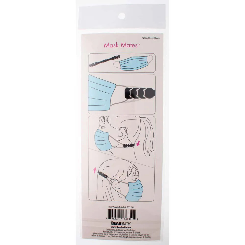 Fablastic Mask Mates Comfort Extender Accessory, 7.5" Long with 3 Adjustable Levels, White (2 Pieces)