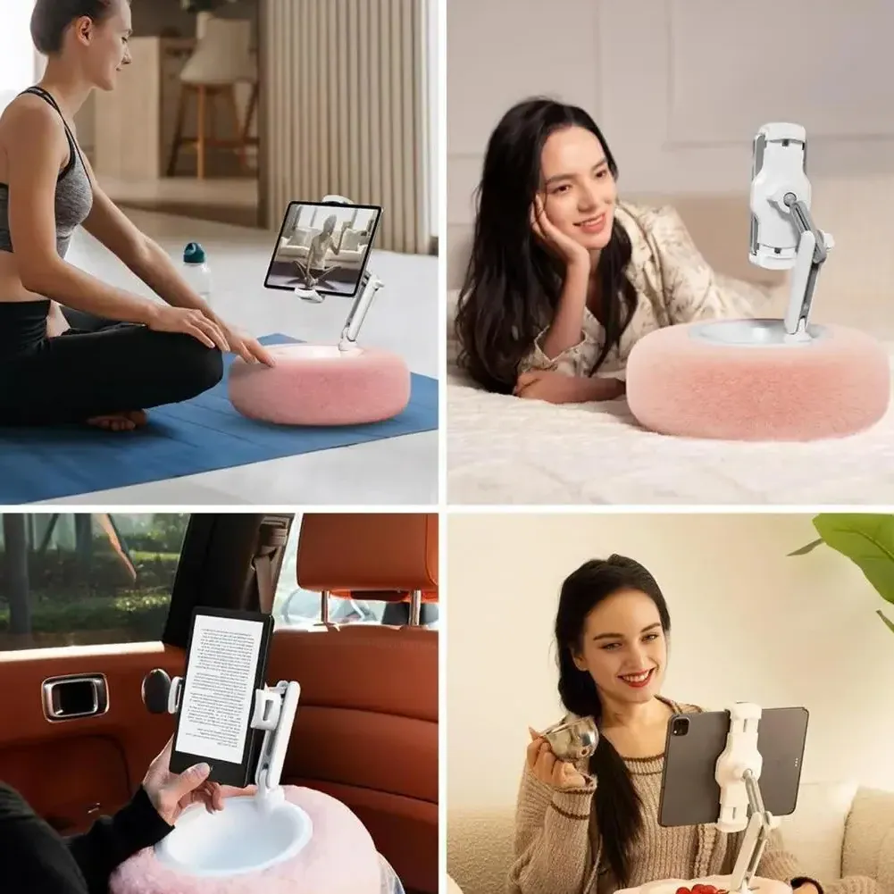 Fuzzy Tablet & Phone Pillow Stand – Multi-Angle Phone Holder for Bed, Car, and Couch