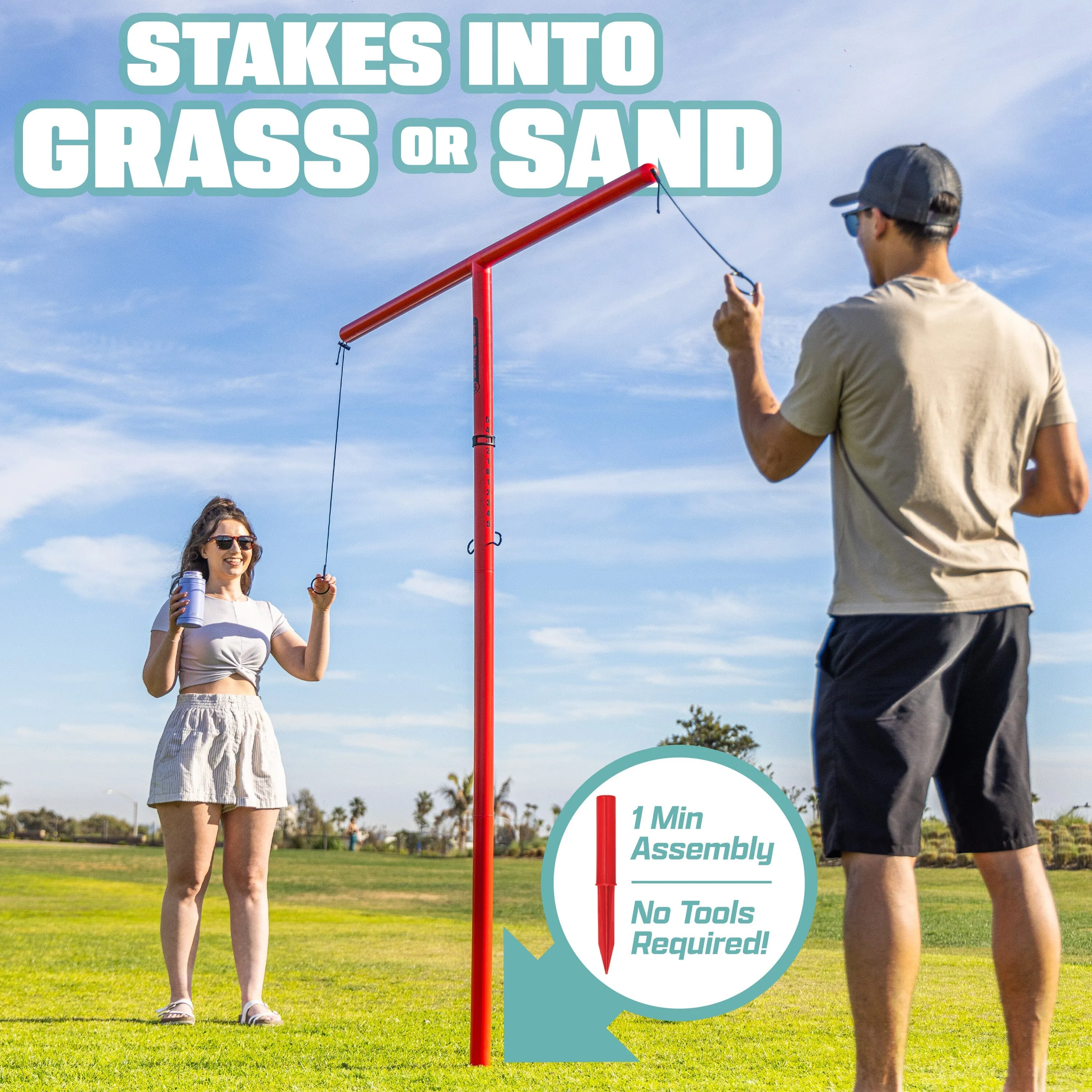 GoSports Tower 5 Giant Ring Swing Versus Game for Adults and Family - Hook and Ring Outdoor Yard Game