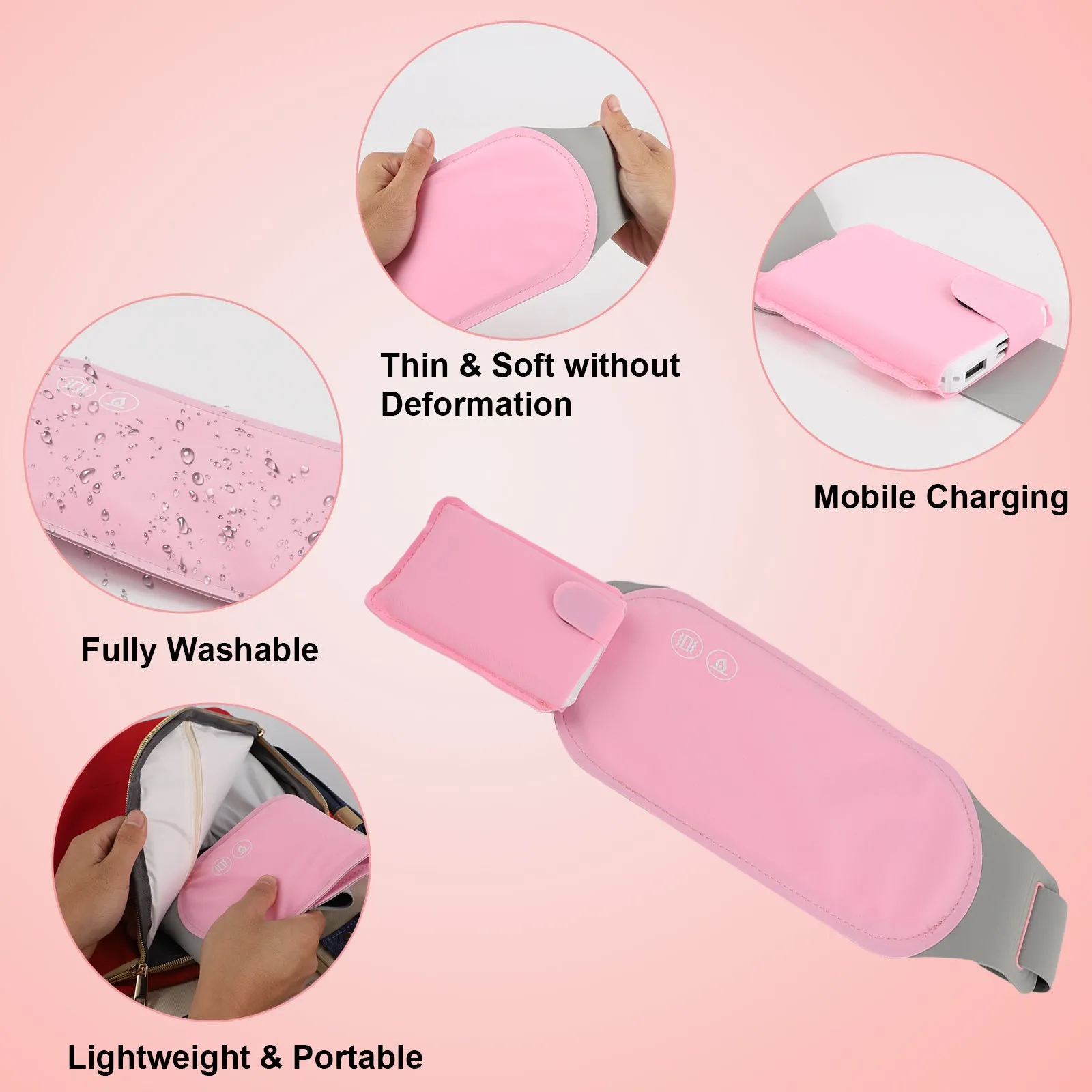 Heating Pads for Cramps, LALASANI Portable Heat Menstrual Relief Pad (Include PowerBank)