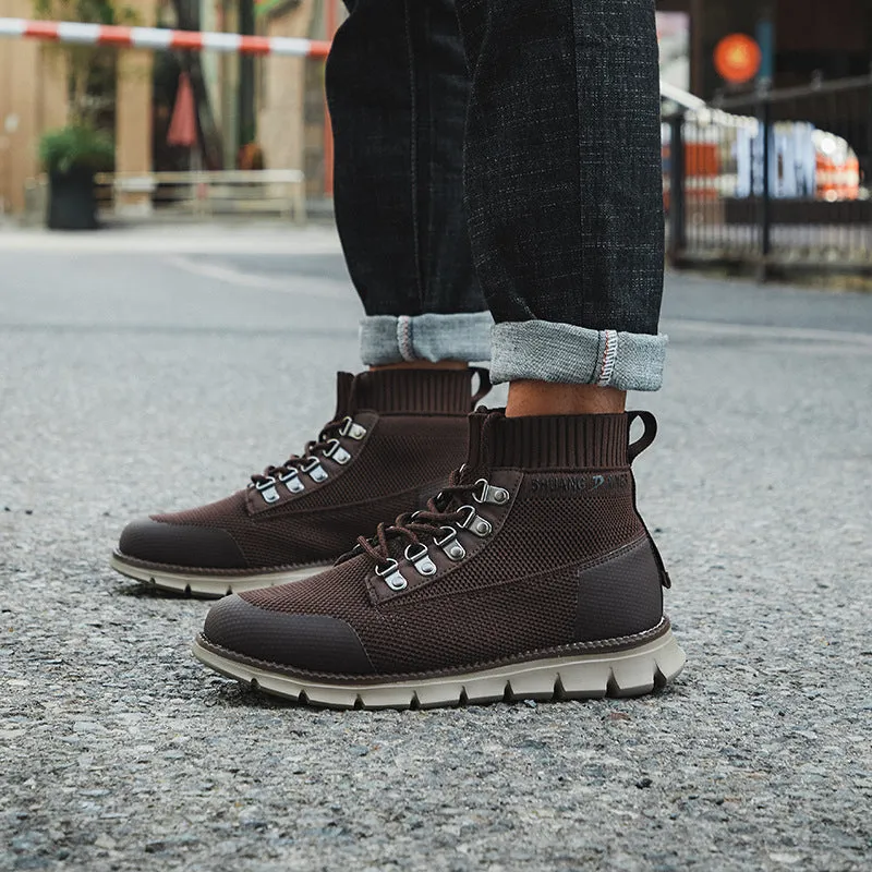 Middle Cut Light and Breathable Fashion British Style Casual Men's Shoes