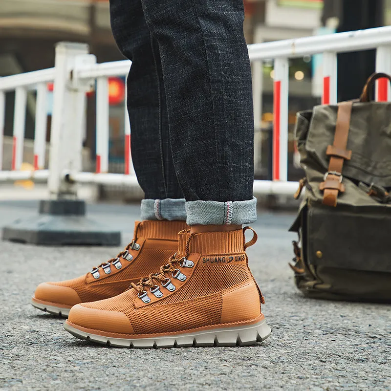 Middle Cut Light and Breathable Fashion British Style Casual Men's Shoes