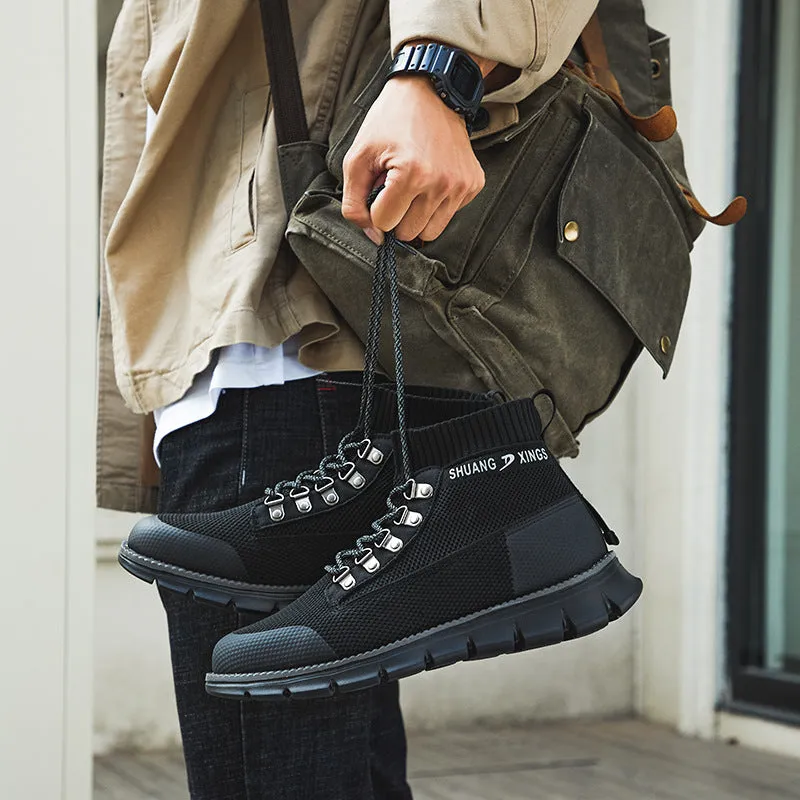 Middle Cut Light and Breathable Fashion British Style Casual Men's Shoes