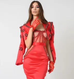 Skyler Red Elegant 3-Piece Set Evening Dress